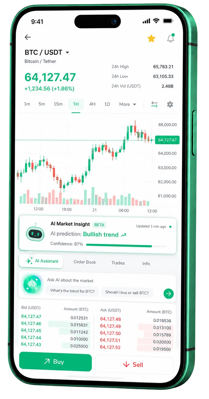 Pantalla móvil de trading en Nexo Portaris